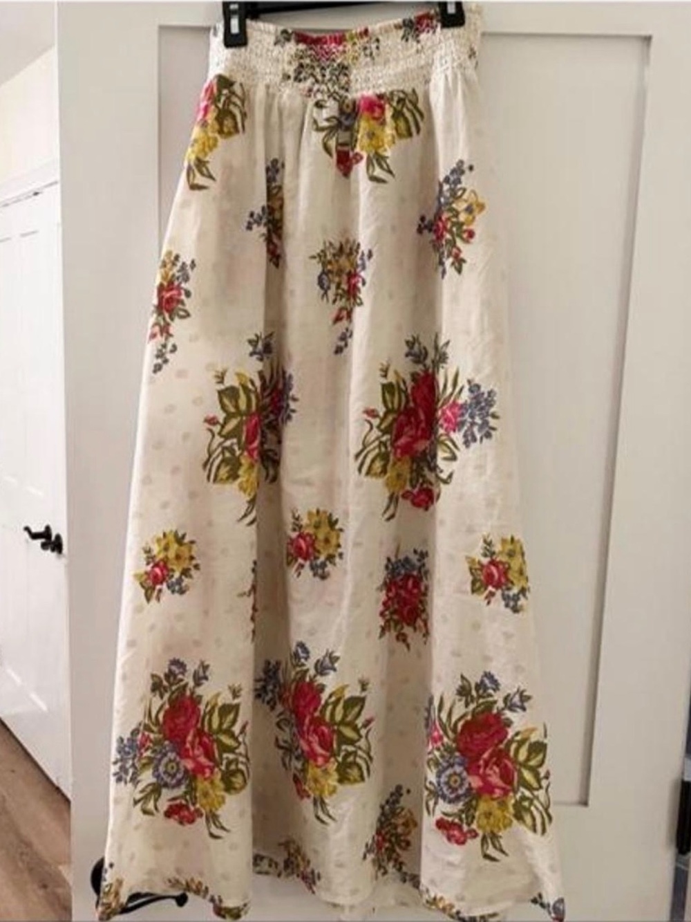House of Harlow 1960 Cream Maxi Skirt with Pink & Yellow Floral Print